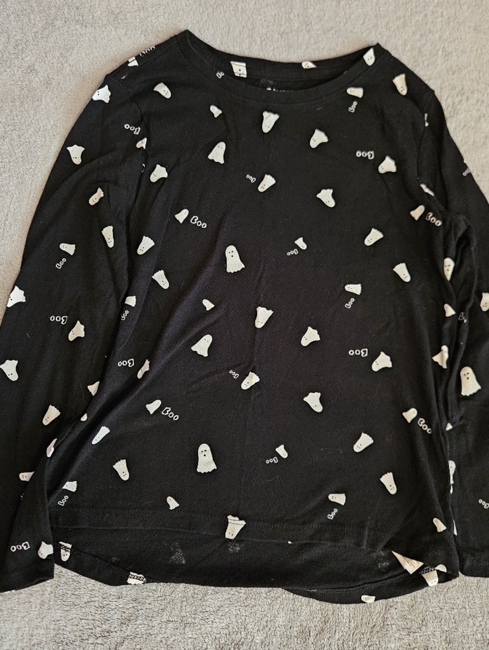 Old Navy Black Long Sleeve Shirt with White Ghost Print Girls Medium